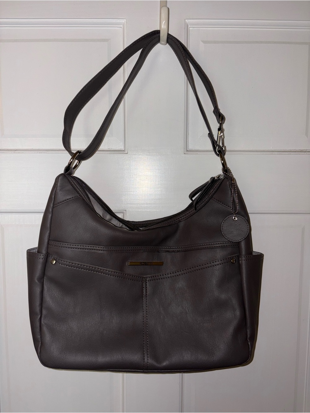 Classic Women's Leather Shoulder Bag in Dark Grey